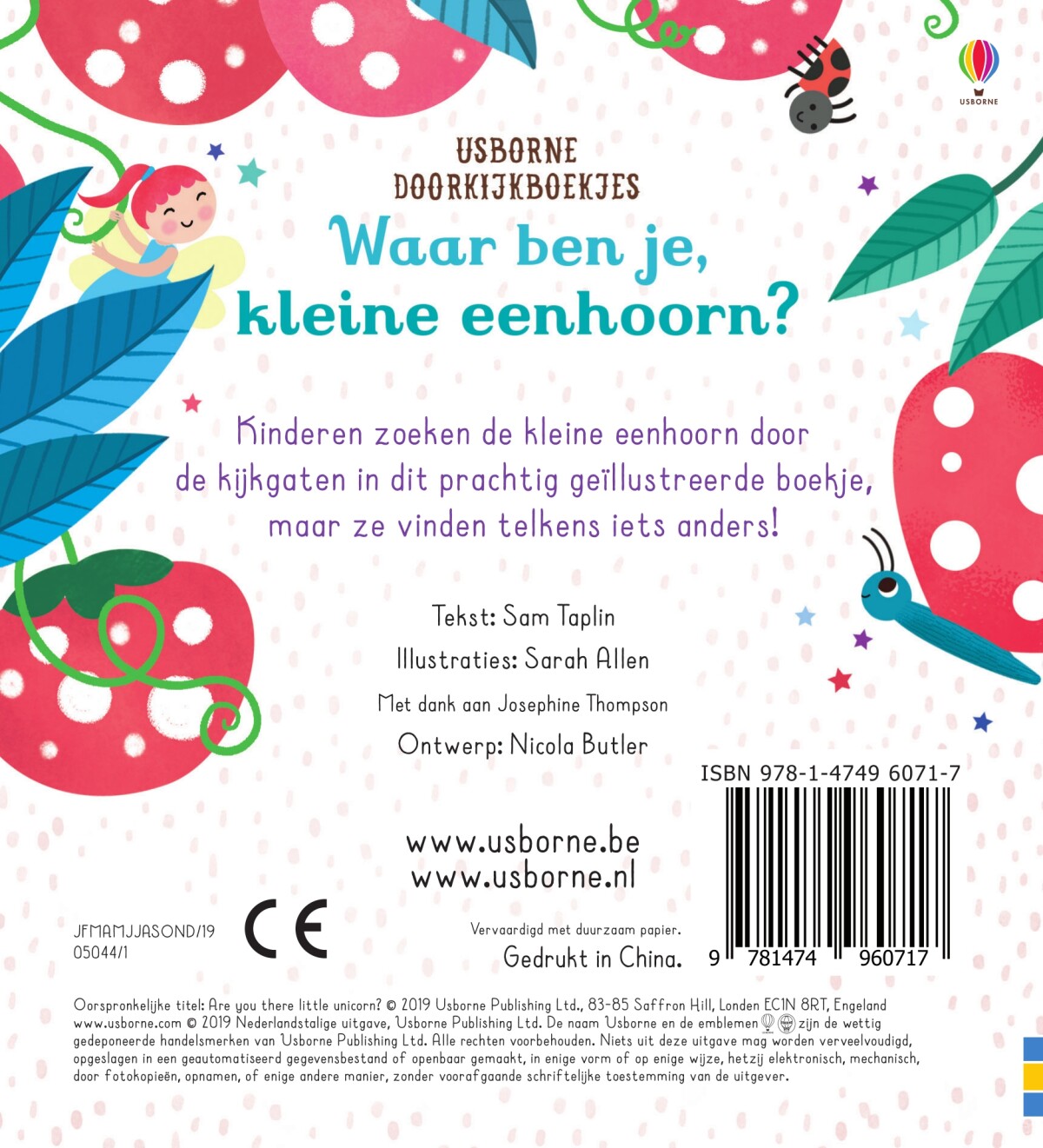Waar ben je, kleine eenhoorn ? / Usborne doorkijkboekjes achterkant
