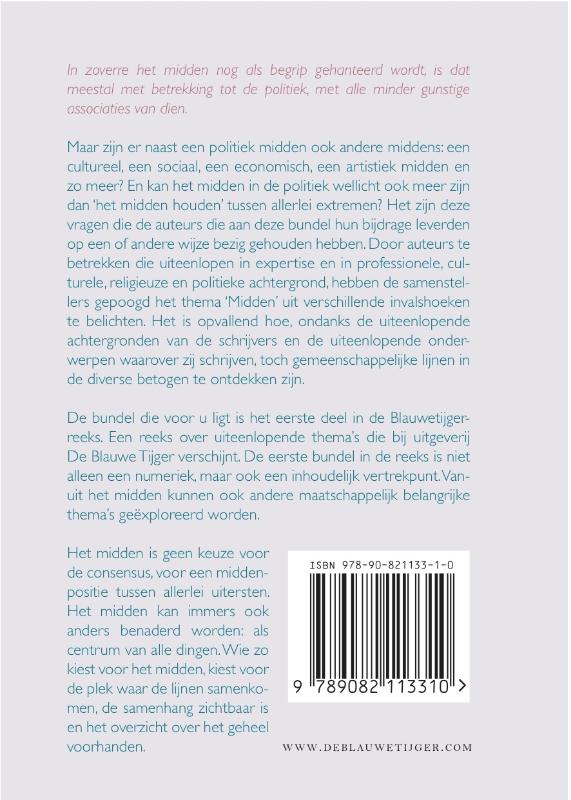 Blauwetijgerreeks 1 -   Essays over het midden achterkant
