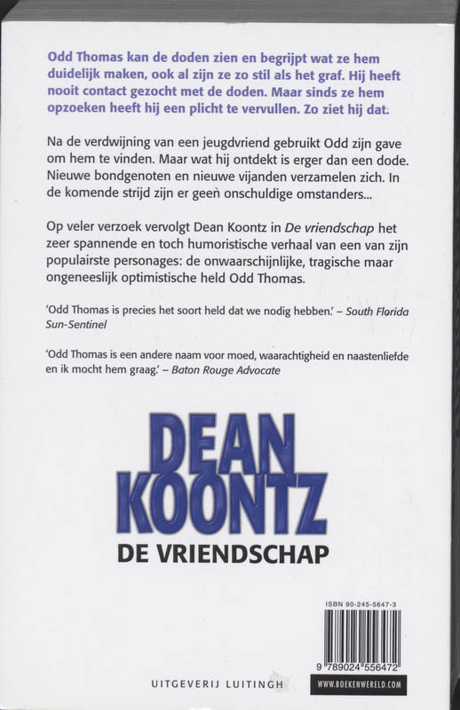 De vriendschap / Odd Thomas / 2 achterkant