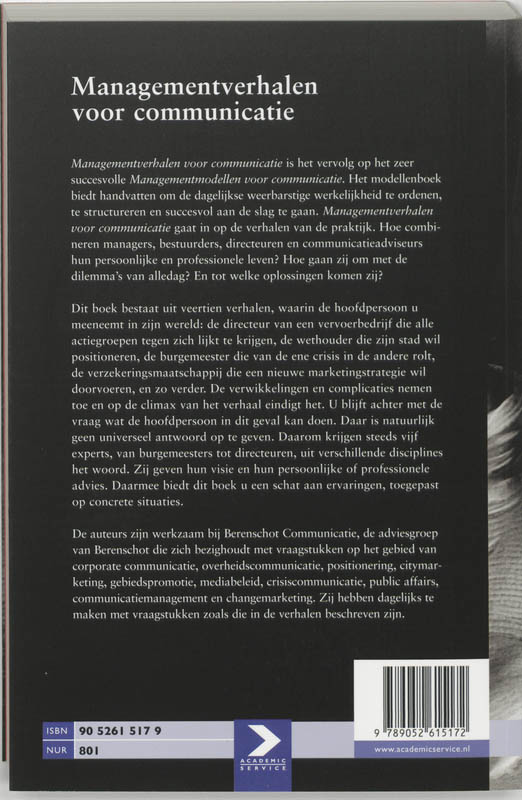 Managementverhalen voor communicatie / Berenschot Communicatie achterkant