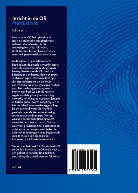 Inzicht in de OR Praktijkboek. Editie 2019 achterkant