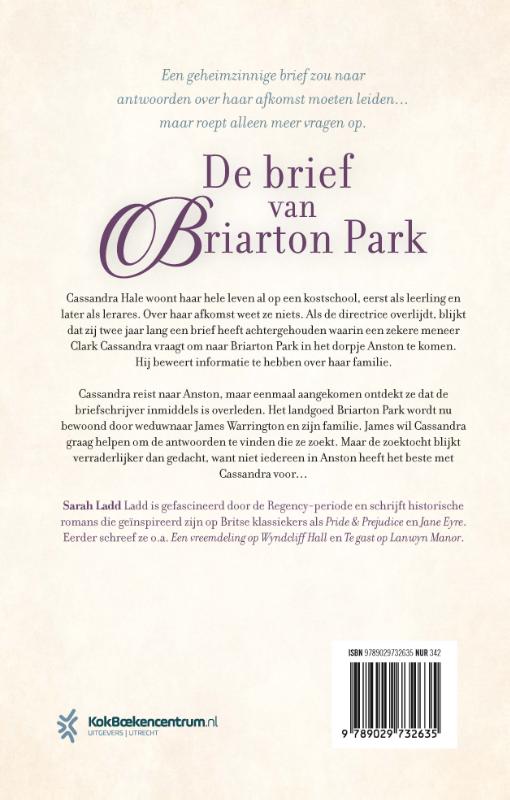De brief van Briarton Park achterkant