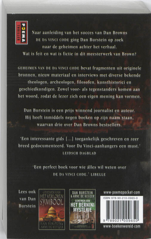 Geheimen van de Da Vinci code achterkant