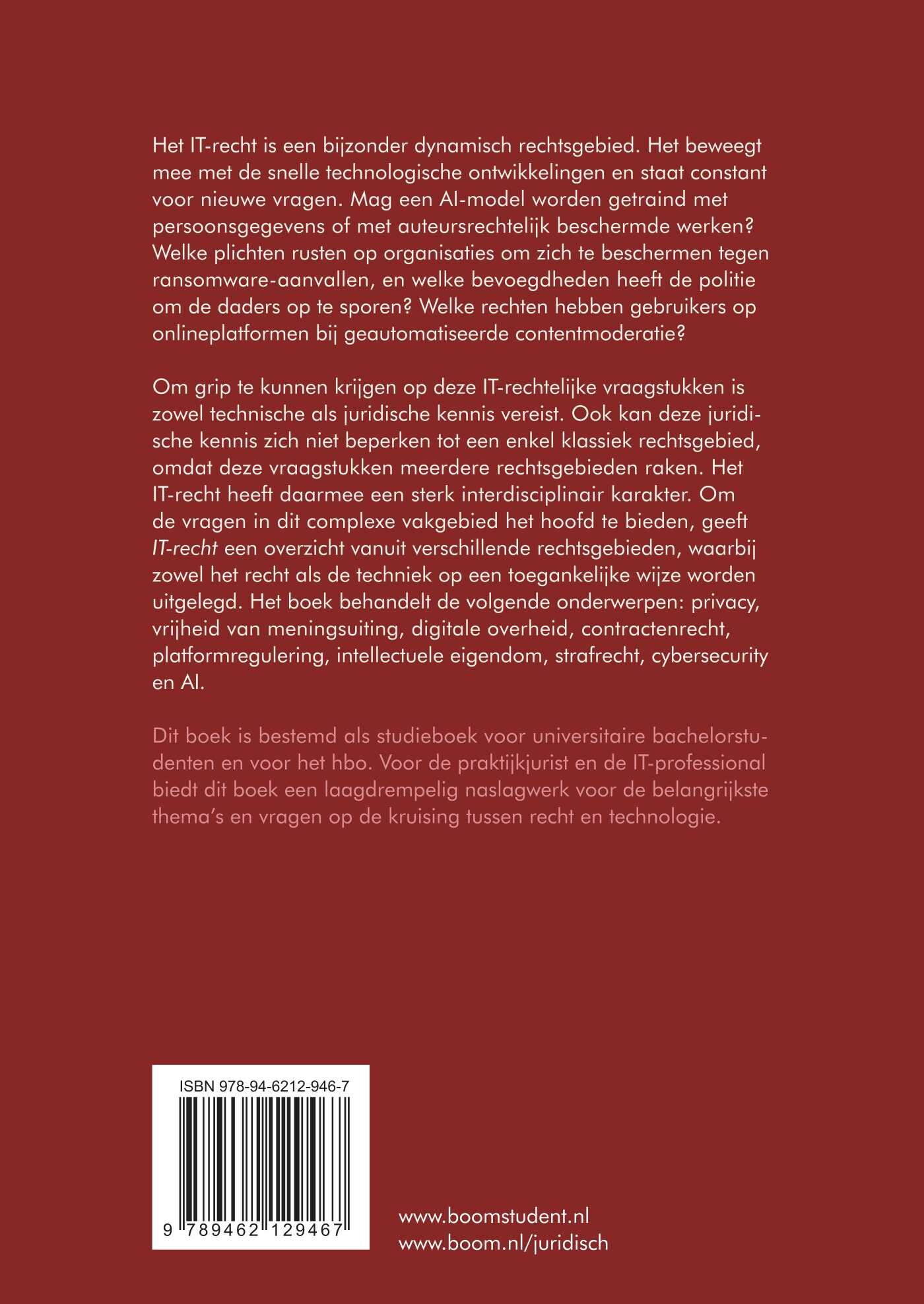 IT-recht / Boom Juridische studieboeken achterkant