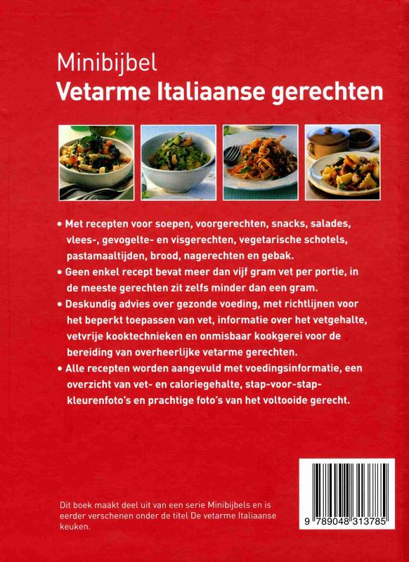 Vetarme Italiaanse gerechten / Minibijbel Vetarme Italiaanse gerechten / Minibijbel achterkant