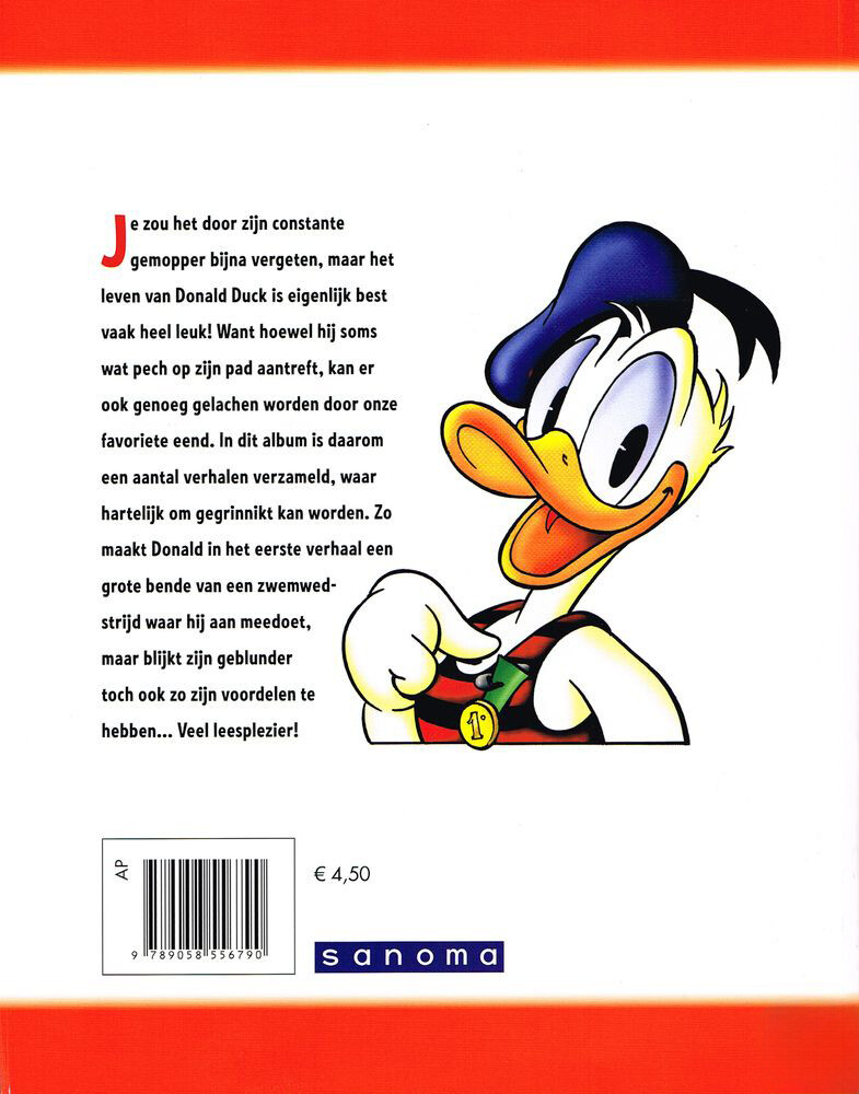 Een dure zwemwedstrijd / Vrolijke stripverhalen van Donald Duck / 1 achterkant