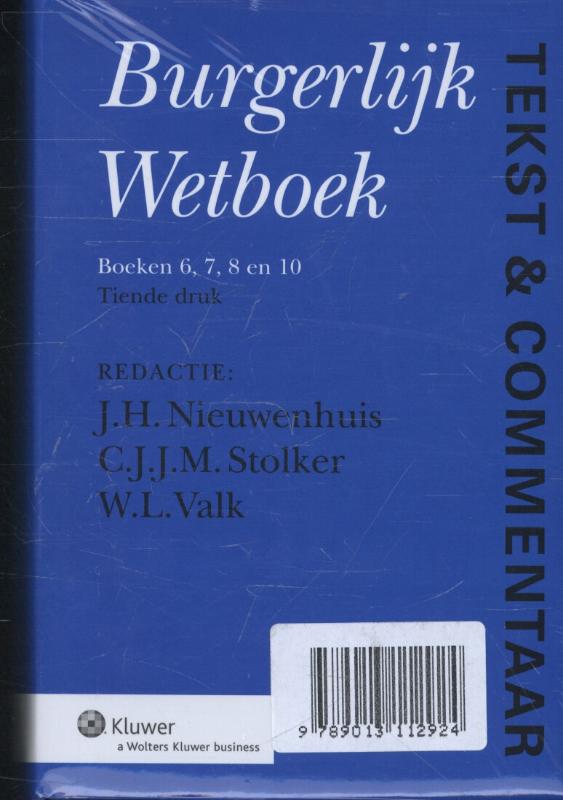 Burgerlijk wetboek Set / Tekst & Commentaar achterkant