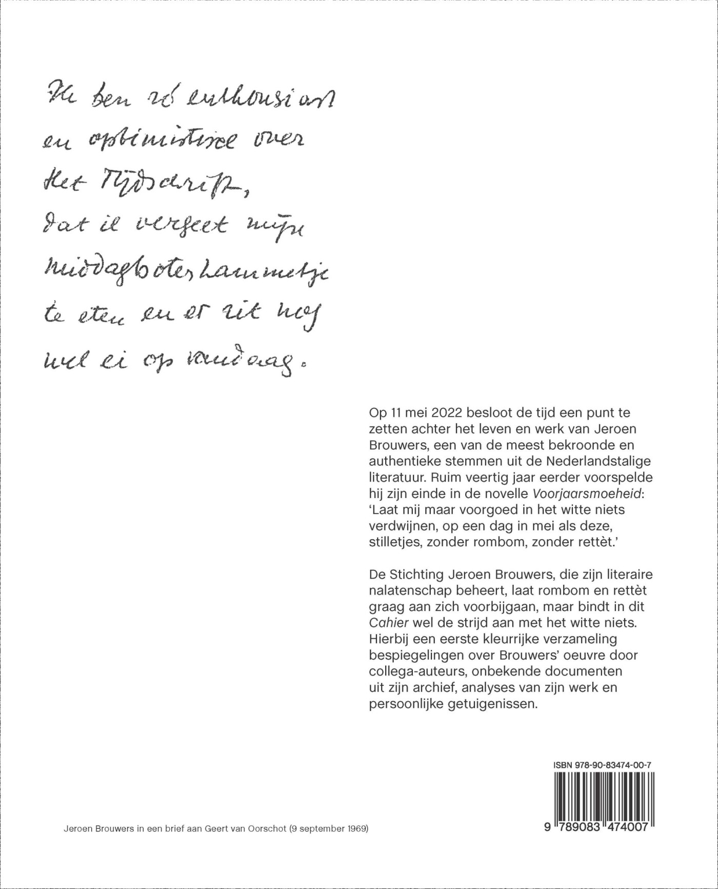 Cahier Jeroen Brouwers / Cahier Jeroen Brouwers / 1 achterkant