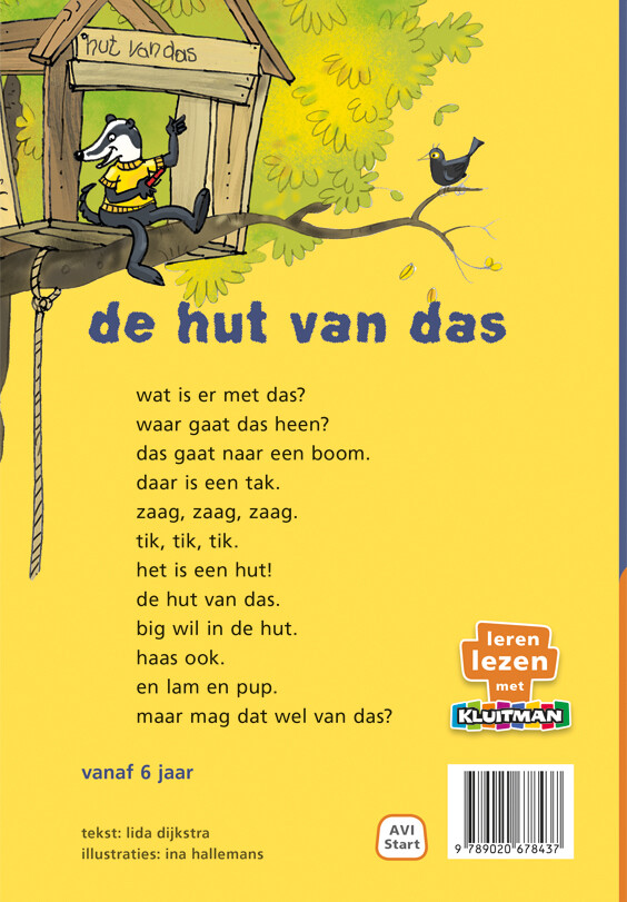 De hut van das / Leren lezen met Kluitman De hut van das / Leren lezen met Kluitman achterkant