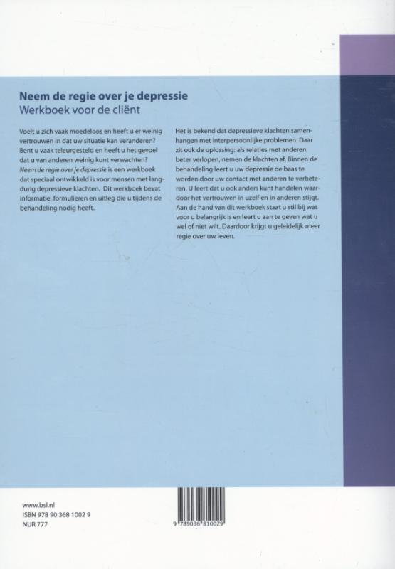 Neem de regie over je depressie / Protocollen voor de GGZ achterkant