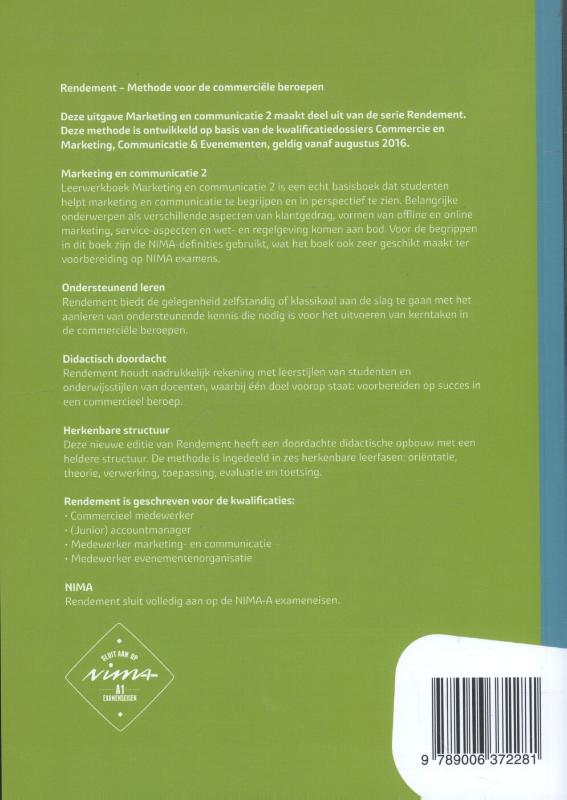 Marketing & communicatie / Niveau 3&4 deel 2 / Leerwerkboek / Rendement Marketing & communicatie / Niveau 3&4 deel 2 / Leerwerkboek / Rendement achterkant