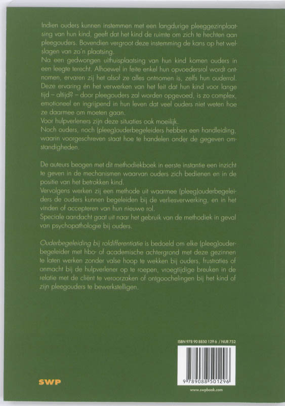 Methodiekboek ouder begeleiding bij roldifferentiatie achterkant