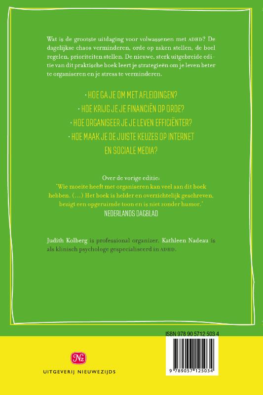 Opgeruimd leven met ADHD Opgeruimd leven met ADHD achterkant