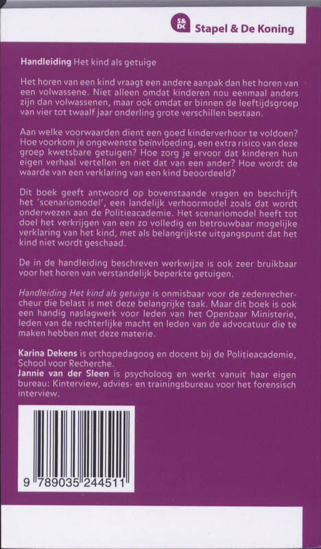 Handleiding het kind als getuige / Stapel & De Koning Studie-editie achterkant
