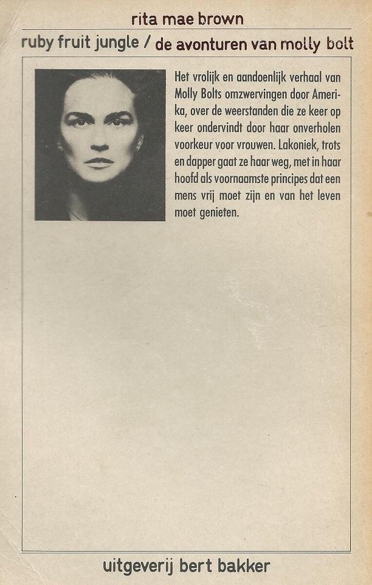 Rubyfruit jungle / Contact paperback achterkant