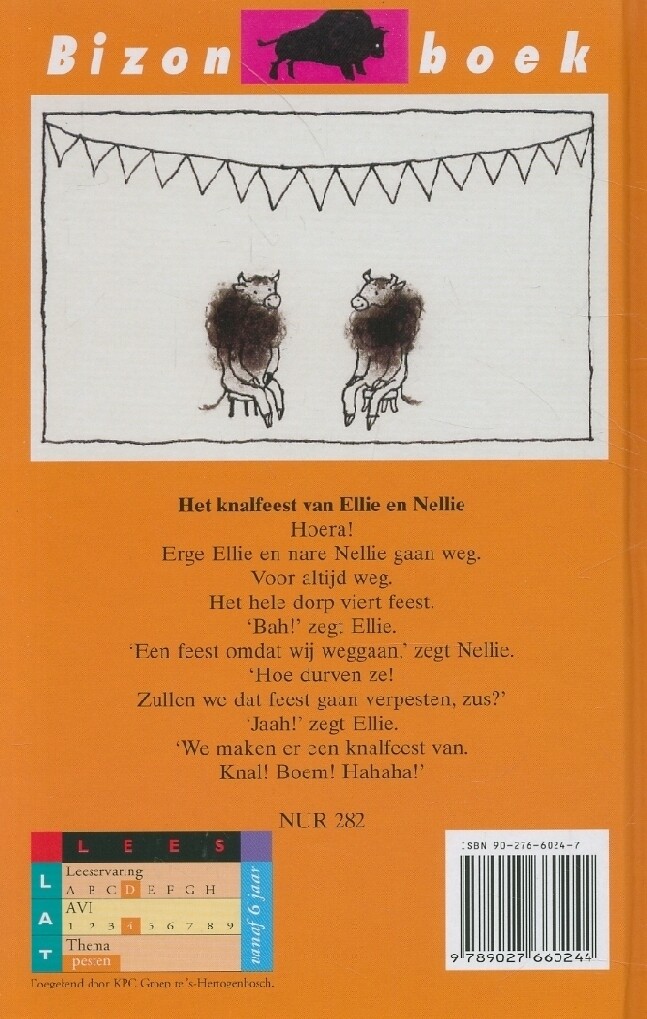 Het knalfeest van Ellie en Nellie / Bizon geel achterkant