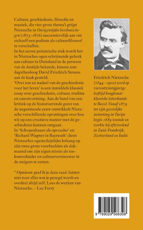 Oneigentijdse beschouwingen / Nietzsche-bibliotheek achterkant