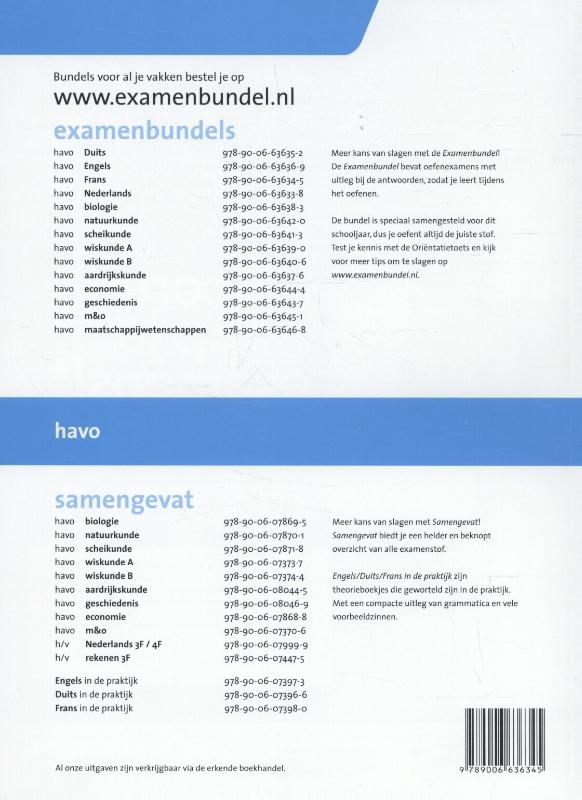 Examenbundel Havo Frans 2015/2016 achterkant