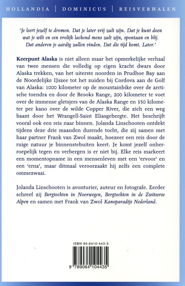 Keerpunt Alaska / Hollandia reisverhalen achterkant