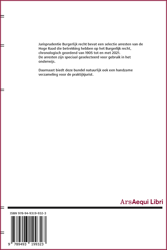 Jurisprudentie Burgerlijk recht 1905-2021 / Ars Aequi Jurisprudentie achterkant