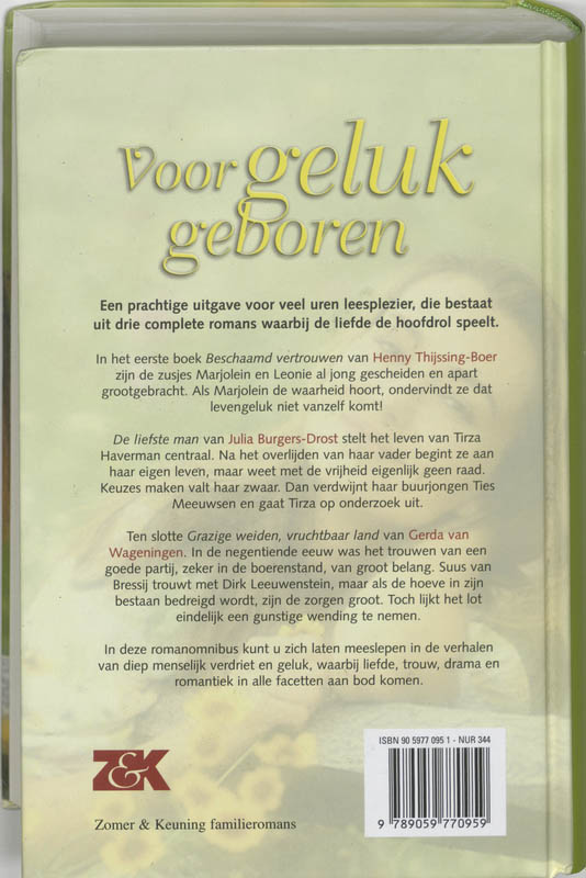 Voor Geluk Geboren achterkant