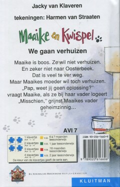 Maaike en Kwispel: We gaan verhuizen / Klavertje vier-serie achterkant