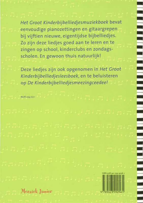 Het Groot Kinderbijbelliedjesmuziekboek achterkant