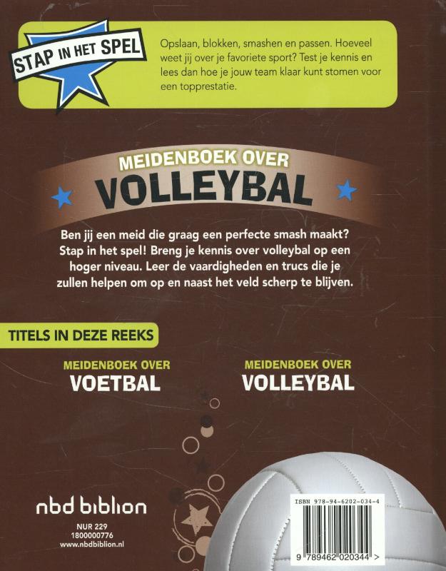 Meidenboek over volleybal achterkant