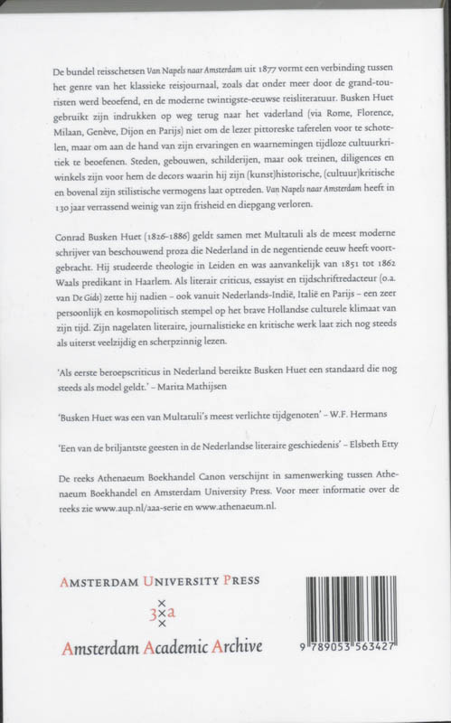 Van Napels naar Amsterdam / Athenaeum Boekhandel Canon achterkant