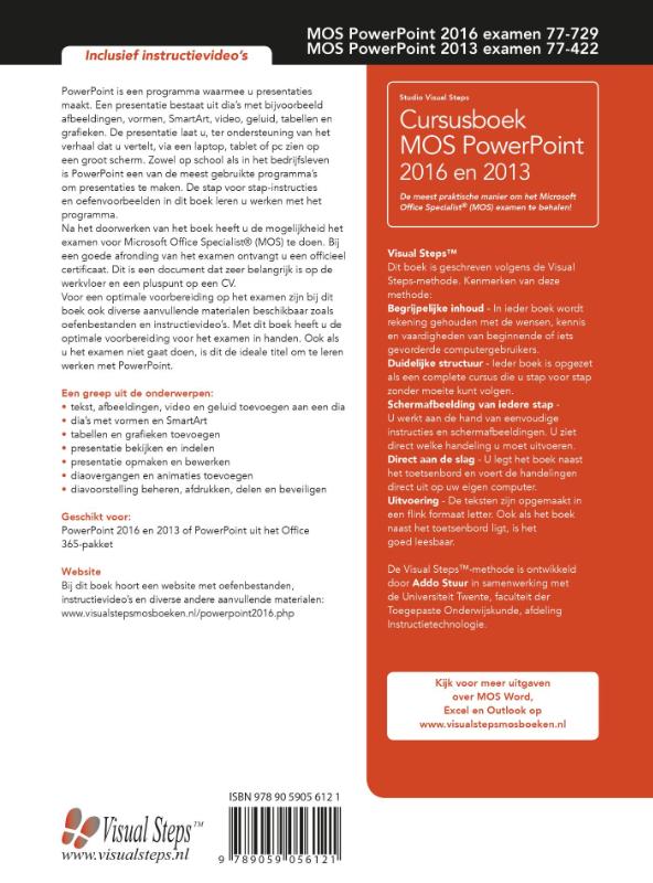 Cursusboek MOS PowerPoint 2016 en 2013 achterkant