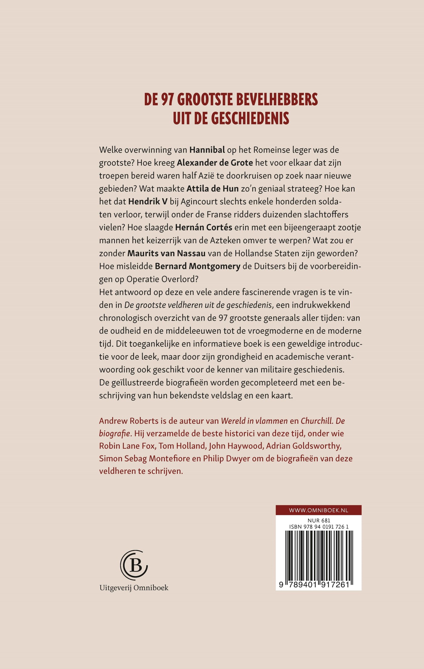 De grootste veldheren uit de geschiedenis achterkant
