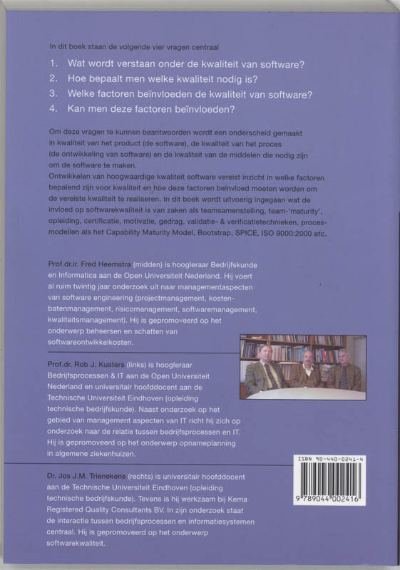 SOFTWAREKWALITEIT achterkant