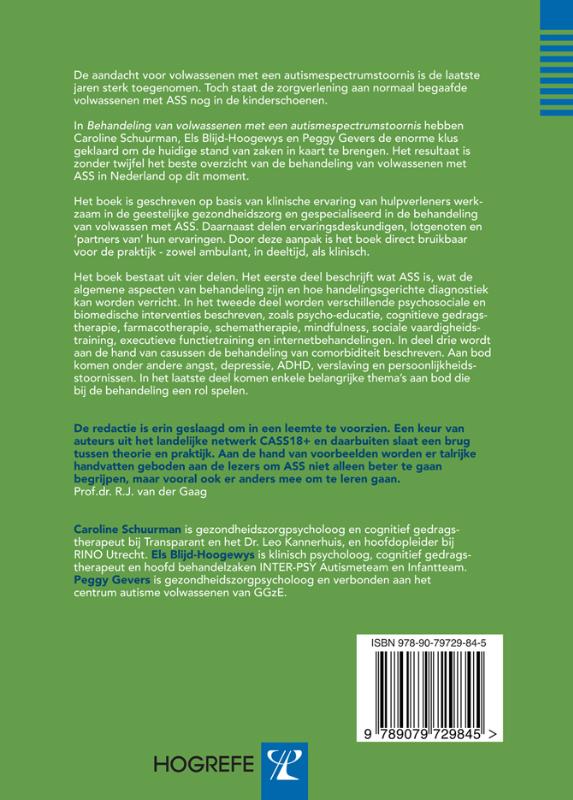 Behandeling van volwassenen met een autismespectrumstoornis Behandeling van volwassenen met een autismespectrumstoornis achterkant