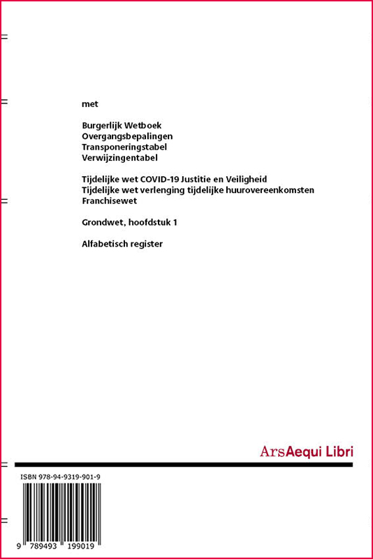 Ars Aequi Wetseditie  -   Burgerlijk wetboek 2020/2021 achterkant