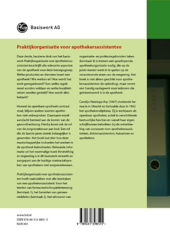 Praktijkorganisatie voor apothekersassistenten achterkant