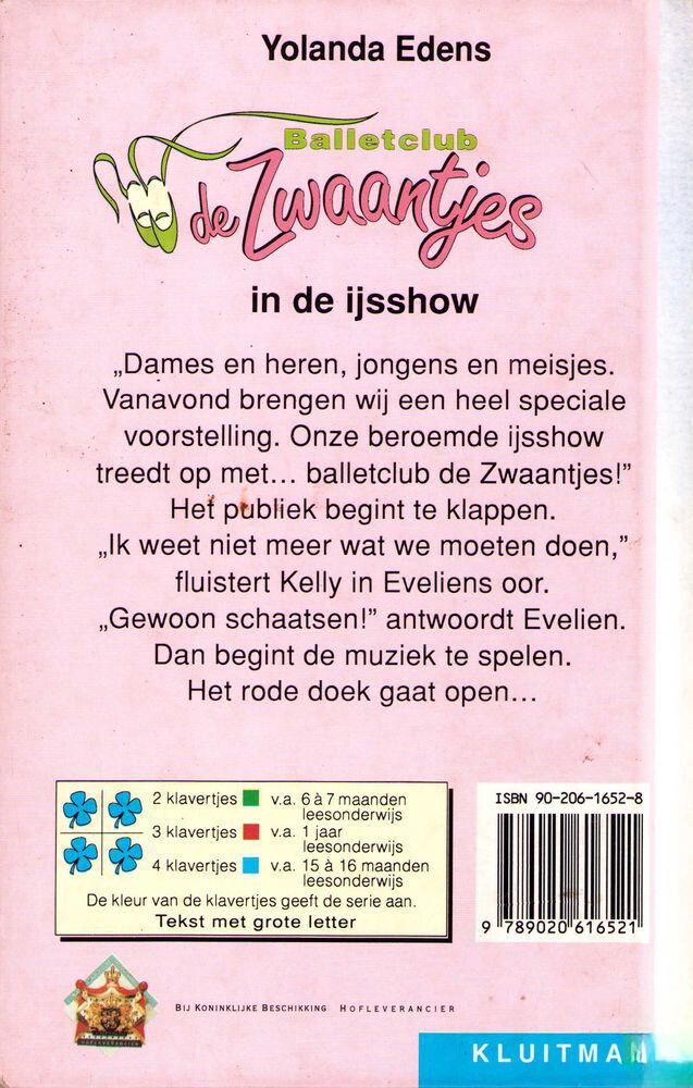 Balletclub De Zwaantjes in de ijsshow / Klavertje vier-serie achterkant