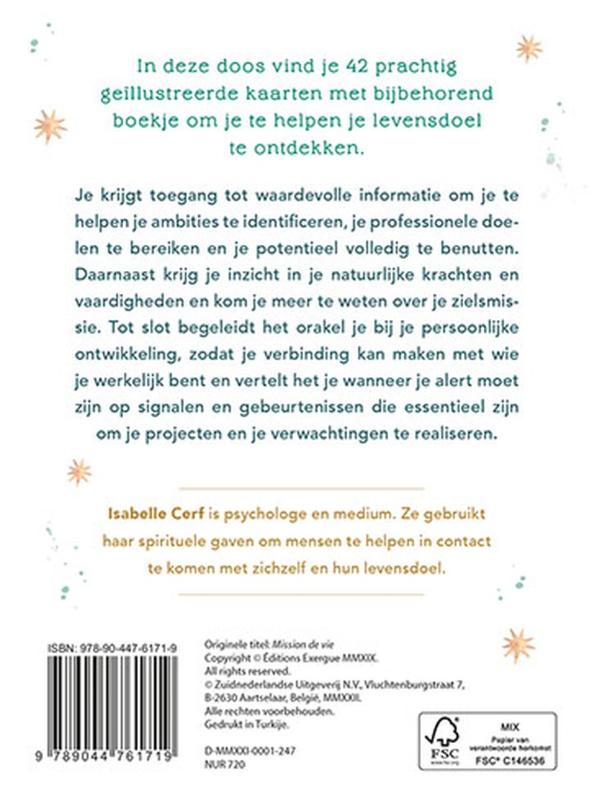 De weg naar je levensdoel - Boek en orakelkaarten achterkant