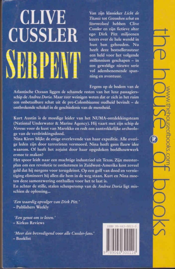 Serpent / Kurt Austin-avonturen (NUMA-files) / 1 achterkant