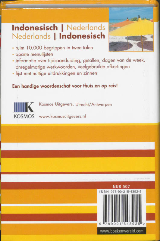 Indonesisch-Nederlands Nederlands-Indonesisch / Kosmos mini woordenboek achterkant