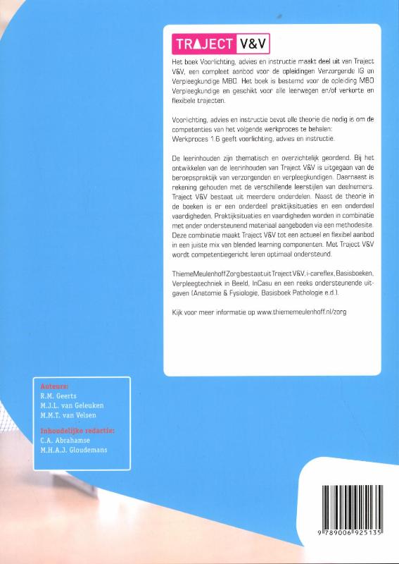 Traject V&V  -  Voorlichting, advies en instructie Niveau 4 achterkant