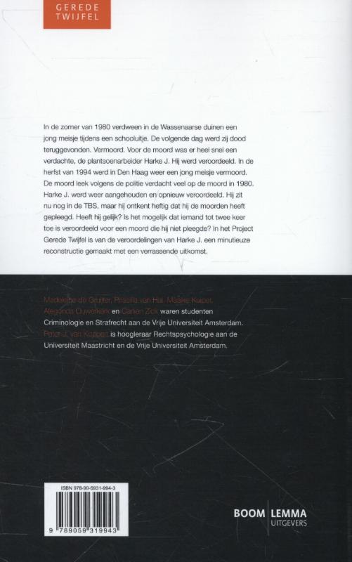 De Haagse kindermoorden / Gerede Twijfel achterkant