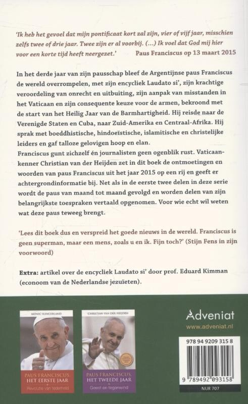 Paus Franciscus, het derde jaar / Paus Franciscus achterkant