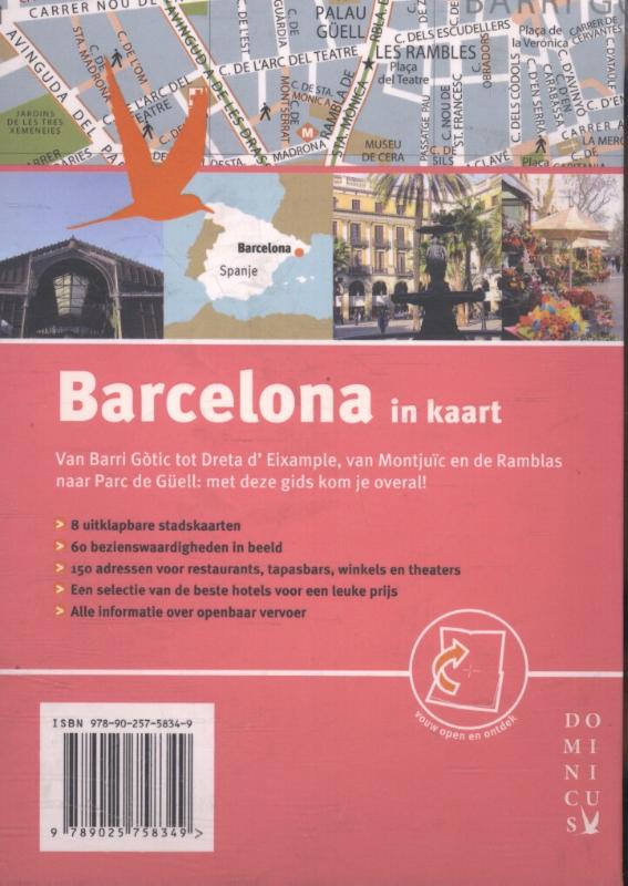 Barcelona in kaart / Dominicus stad-in-kaart achterkant