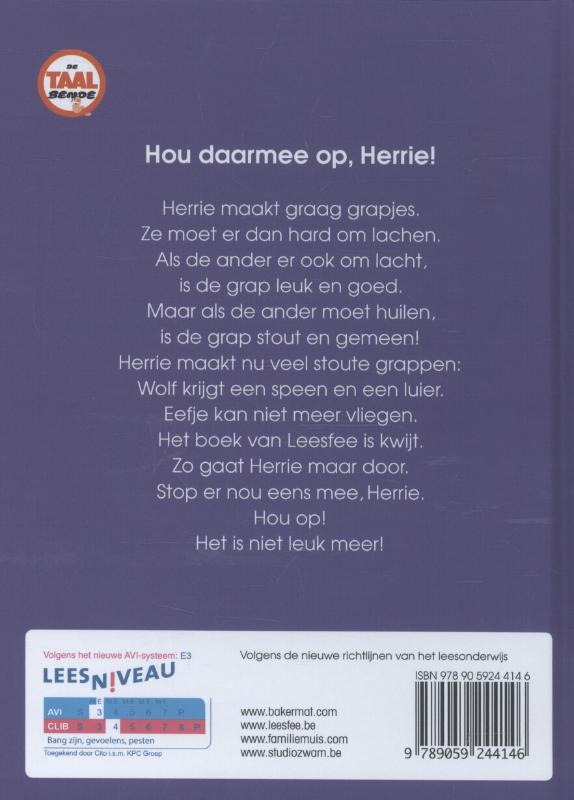 Hou daarmee op, herrie! / De taalbende achterkant