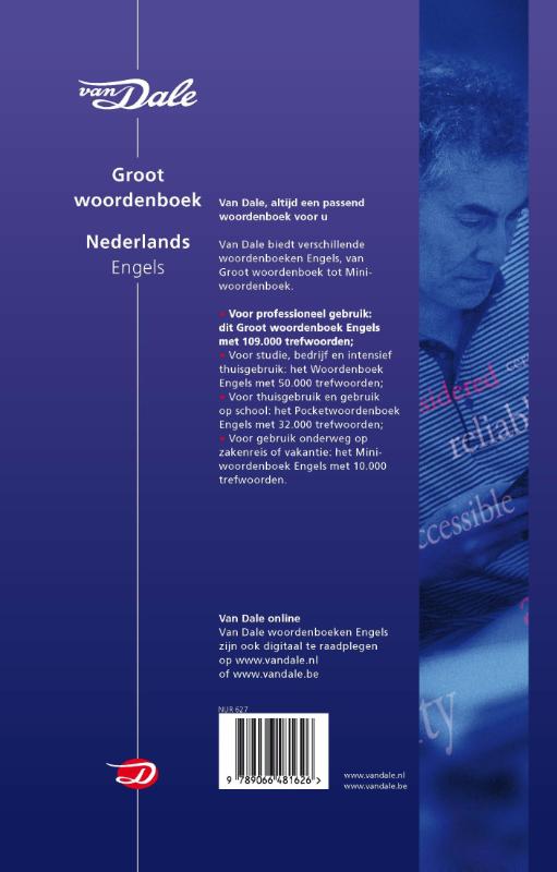 Van Dale - Groot Woordenboek - Nederlands - Engels achterkant