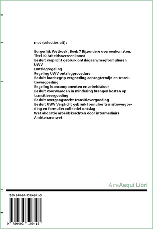 Arbeidsovereenkomst 2021 / Ars Aequi Wetseditie achterkant