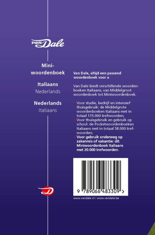 Van Dale Miniwoordenboek Italiaans Van Dale Miniwoordenboek Italiaans achterkant