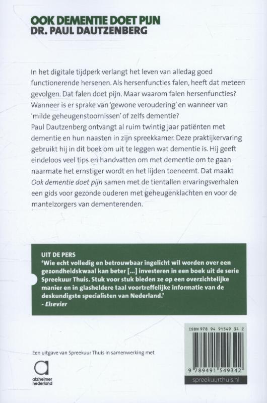 Ook dementie doet pijn Ook dementie doet pijn achterkant