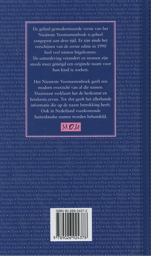 Het nieuwste voornamenboek achterkant