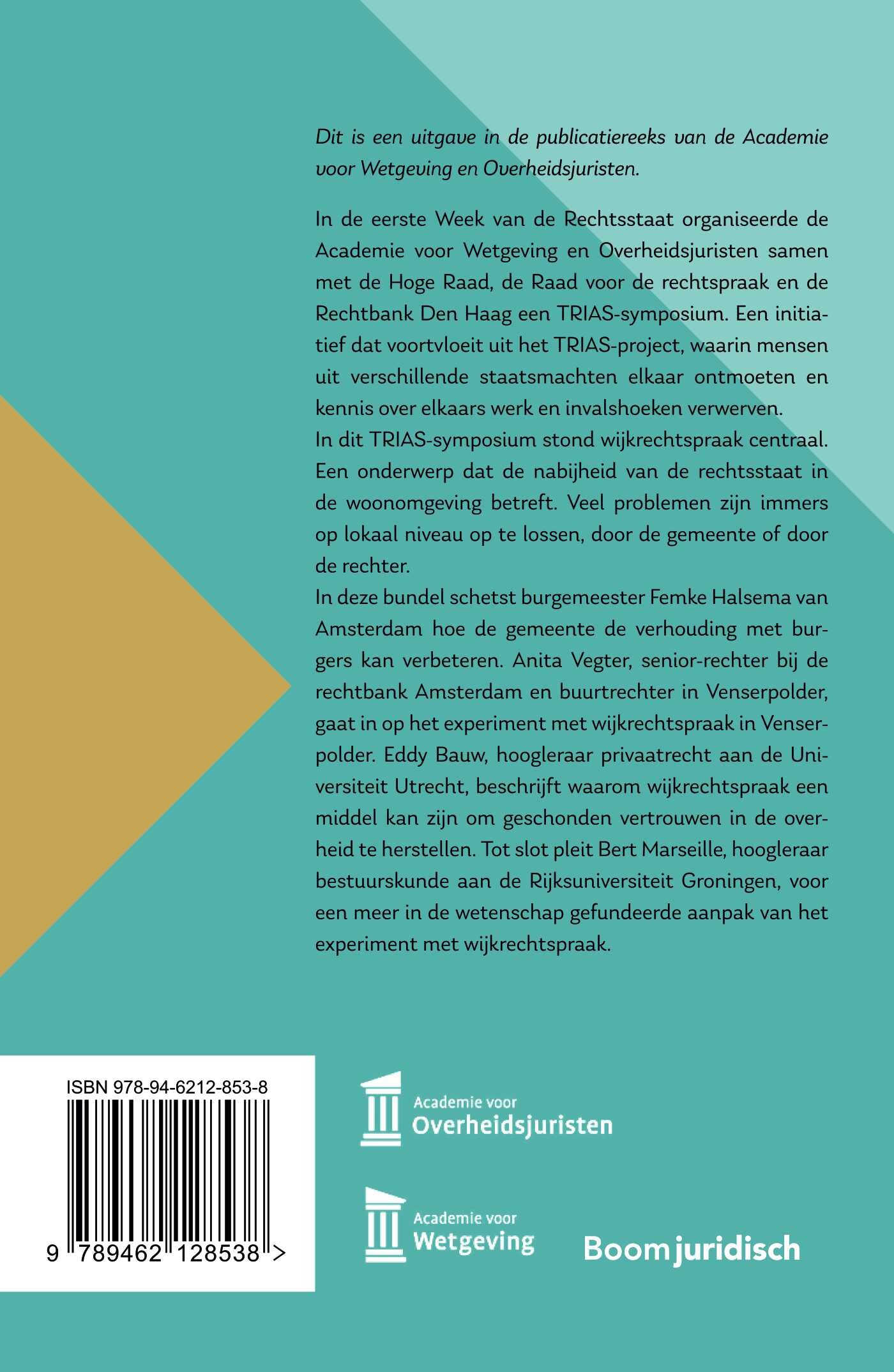 Wijkrechtspraak / Academie voor Wetgeving en Overheidsjuristen achterkant